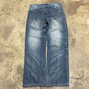 Y2K Evolution in Design Bootcut Jeans Men’s 34x34 Faded Wash Streetwear HipHop